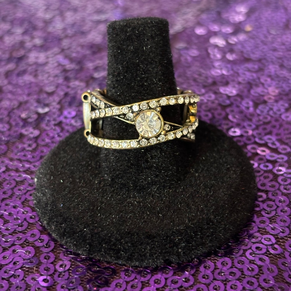 paparazzi Gold-Tone Open Band Ring with Clear Stones